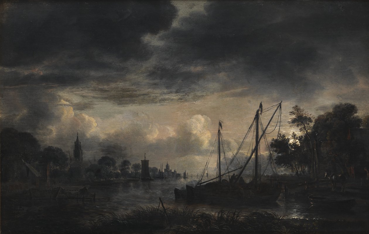 Paisagem fluvial ao luar de Aert van der Neer