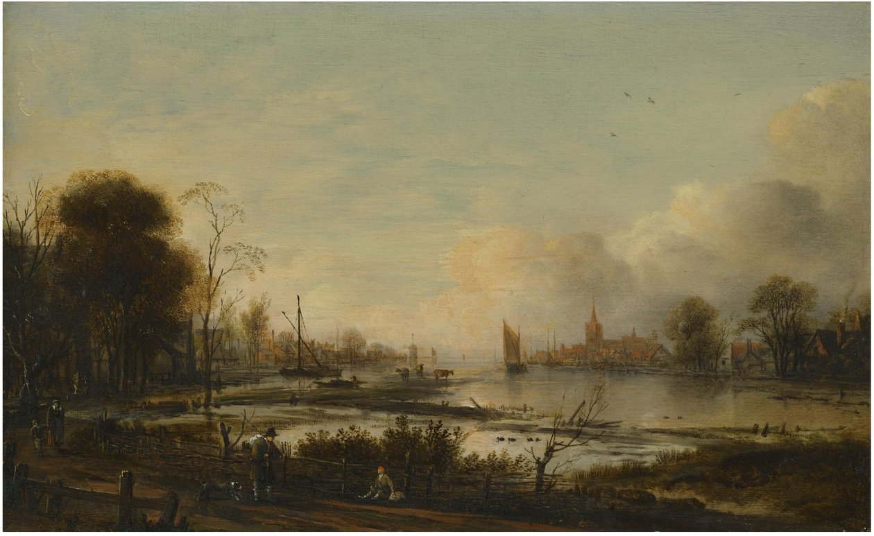 Paisagem fluvial com figuras de Aert van der Neer