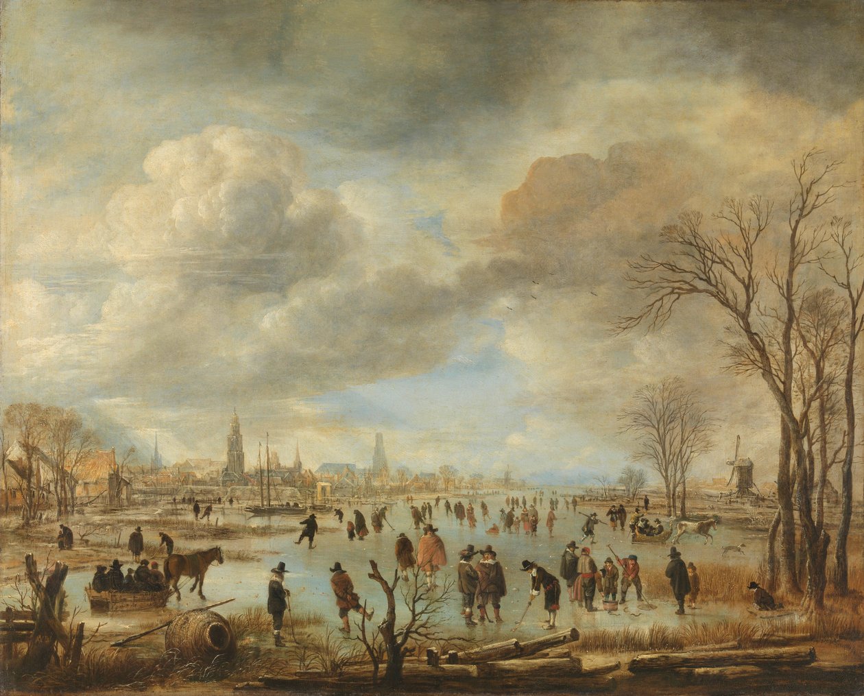 Vista para o rio no inverno, c.1655-60 de Aert van der Neer