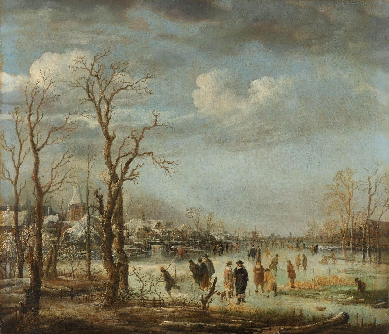 Vista para o rio no inverno, 1630-60 de Aert van der Neer
