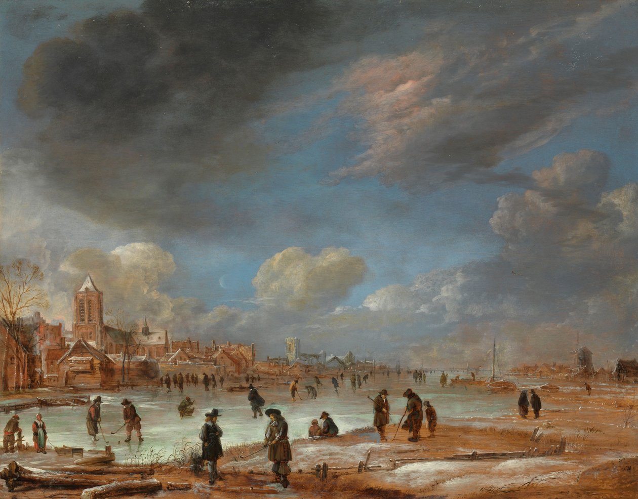 Vista para o rio no inverno, 1655-60 de Aert van der Neer