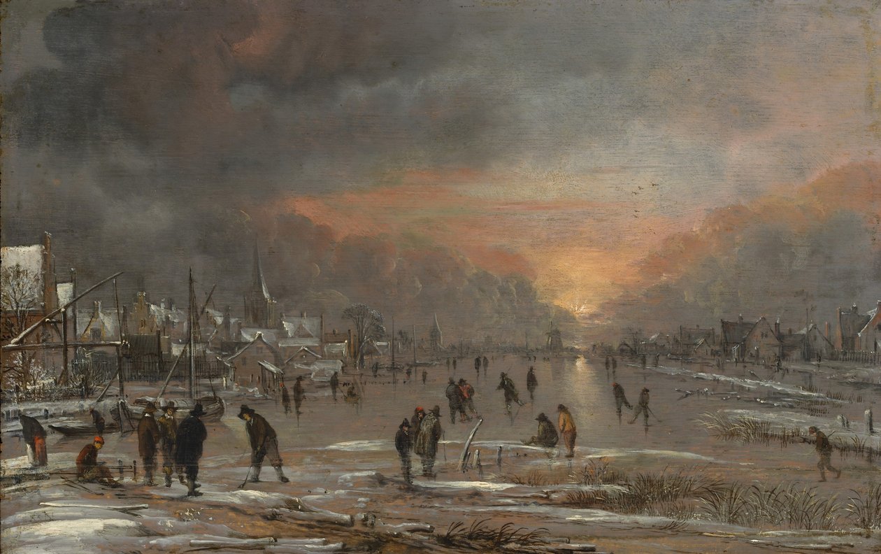Esportes em um rio congelado, provavelmente ca. 1660 de Aert van der Neer