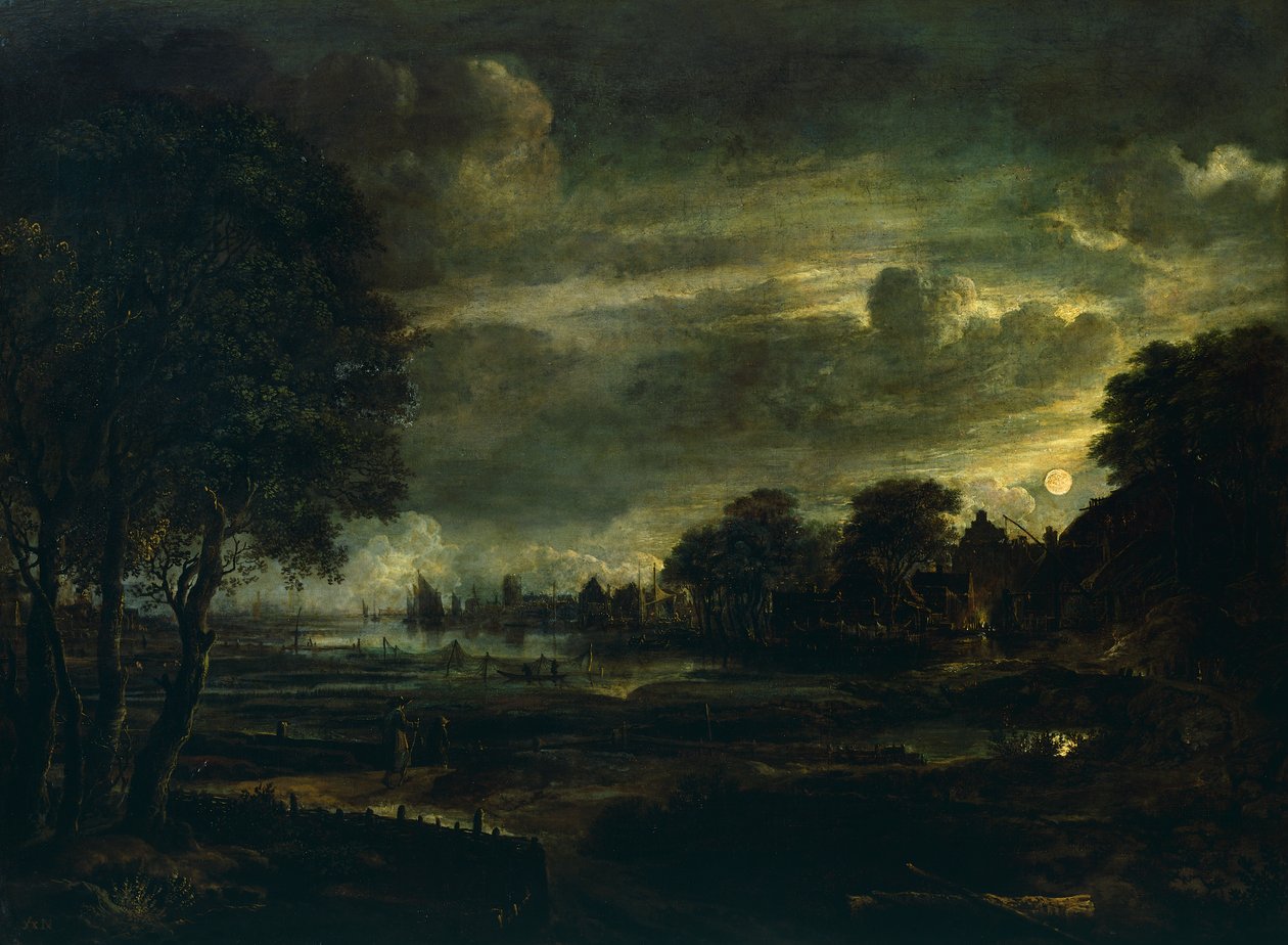 Aldeia ao luar, de Aert van der Neer (1603-1677) de Aert van der Neer