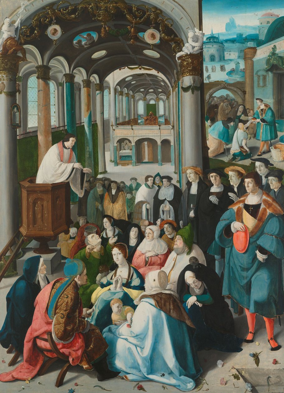 A Chamada de Santo Antônio, c.1530 (óleo sobre painel) de Aertgen Claesz van Leyden