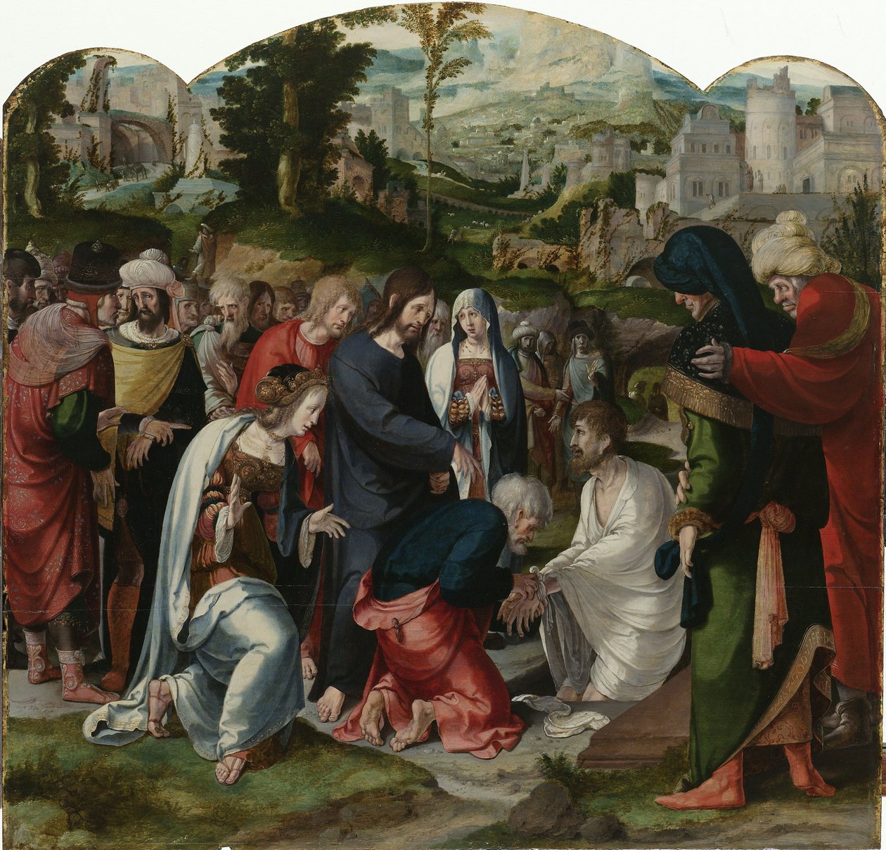 O Levantamento de Lázaro, painel central do tríptico, c.1530 de Aertgen Claesz van Leyden