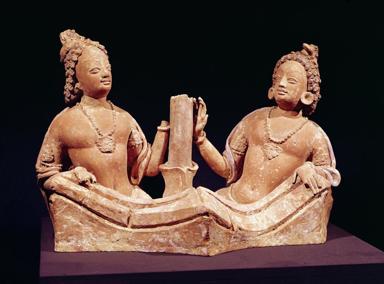 Dois Naga, do Fondukistan (terracota) de Afghan School