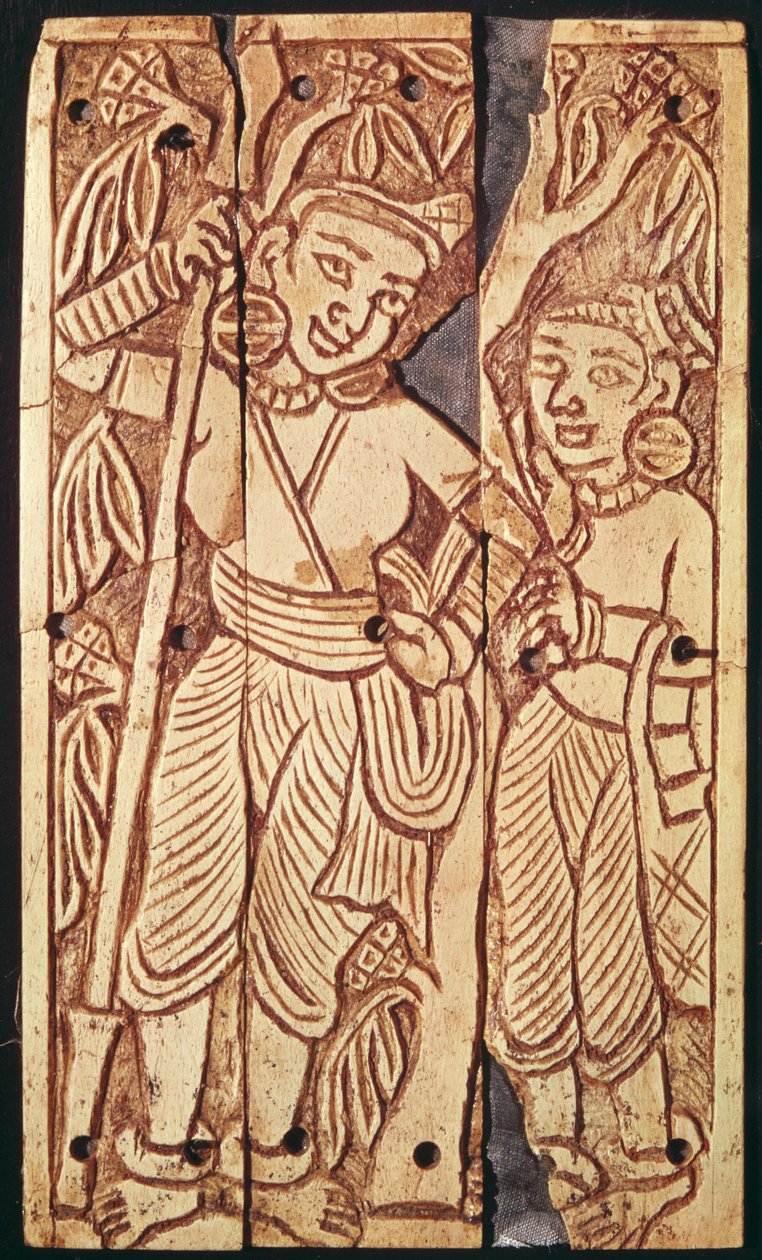 Duas mulheres, sob, um, Ashoka, árvore, de, Begram, 1o-2o, século de Afghan School
