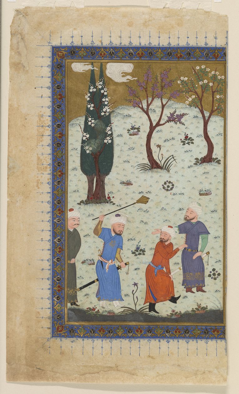 Um príncipe entronizado cercado por atendentes, 1425-30 de Afghan School