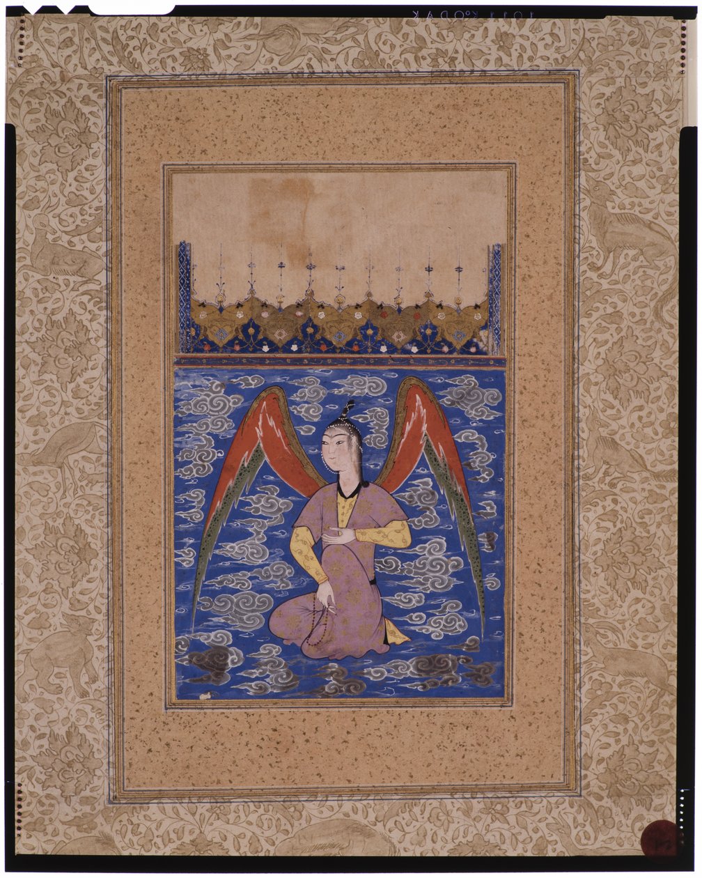 Um peri aéreo com um rosário, c.1500 de Afghan School