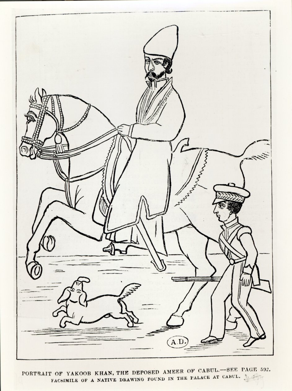 Fac-símile de um retrato de Muhammad Yaqub Khan (1849-1923) Emir do Afeganistão de Afghan School