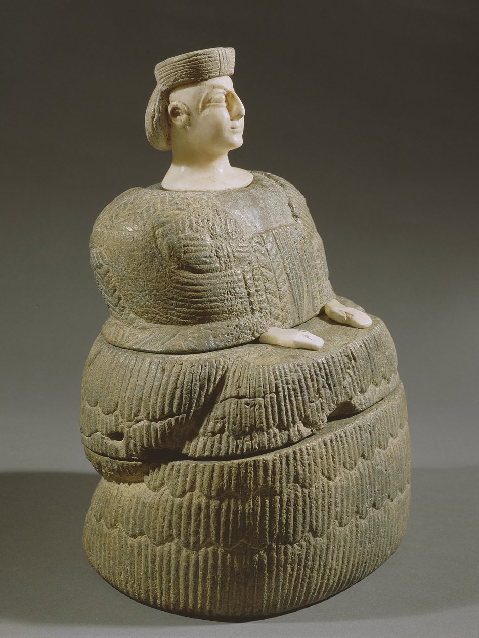 Estatueta de uma deusa usando um kaunakes, conhecida como Princesa de Bactriane, terceiro milênio aC (clorita e calcita) de Afghan School