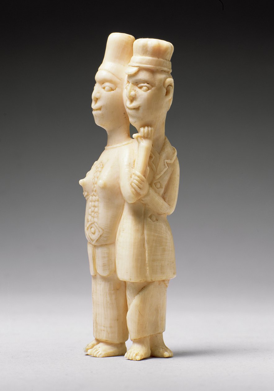 Figuras de um homem em trajes europeus e uma mulher africana, Congo de African
