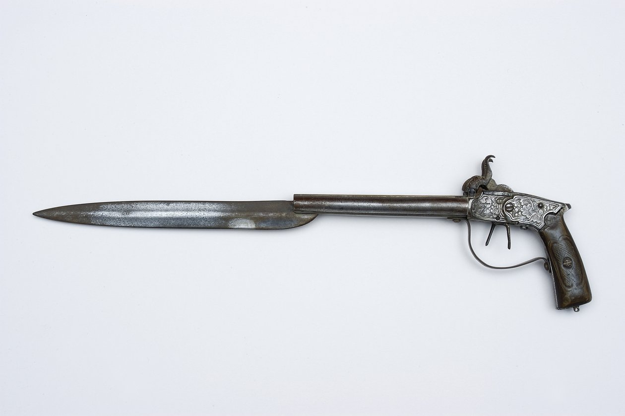 Pistola de percussão de cano duplo, c.1840 (aço, latão e chifre) de African