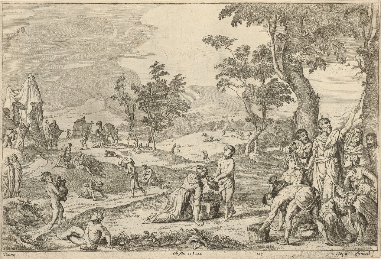Israelitas coletando maná de After David Teniers the Younger