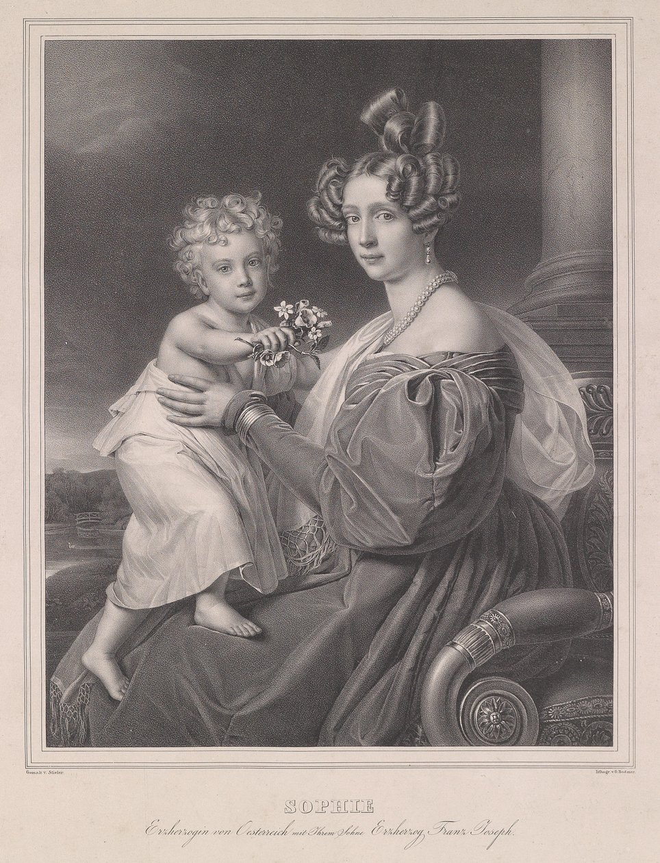 Archduchess Sophie com seu filho Arquiduque Franz Joseph. de Joseph Carl Stieler