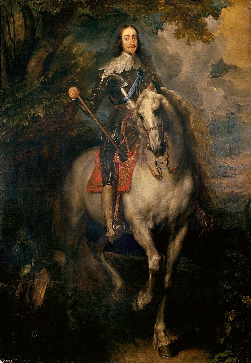 Alemão: Porträt Karl I., König von England Retrato equestre de Carlos I de Inglaterra de after Anthony van Dyck