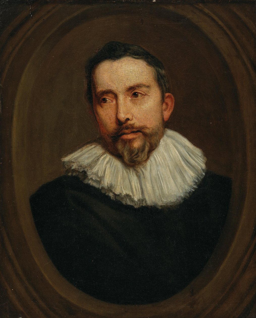 Retrato de um homem numa oval pintada de after Anthony van Dyck