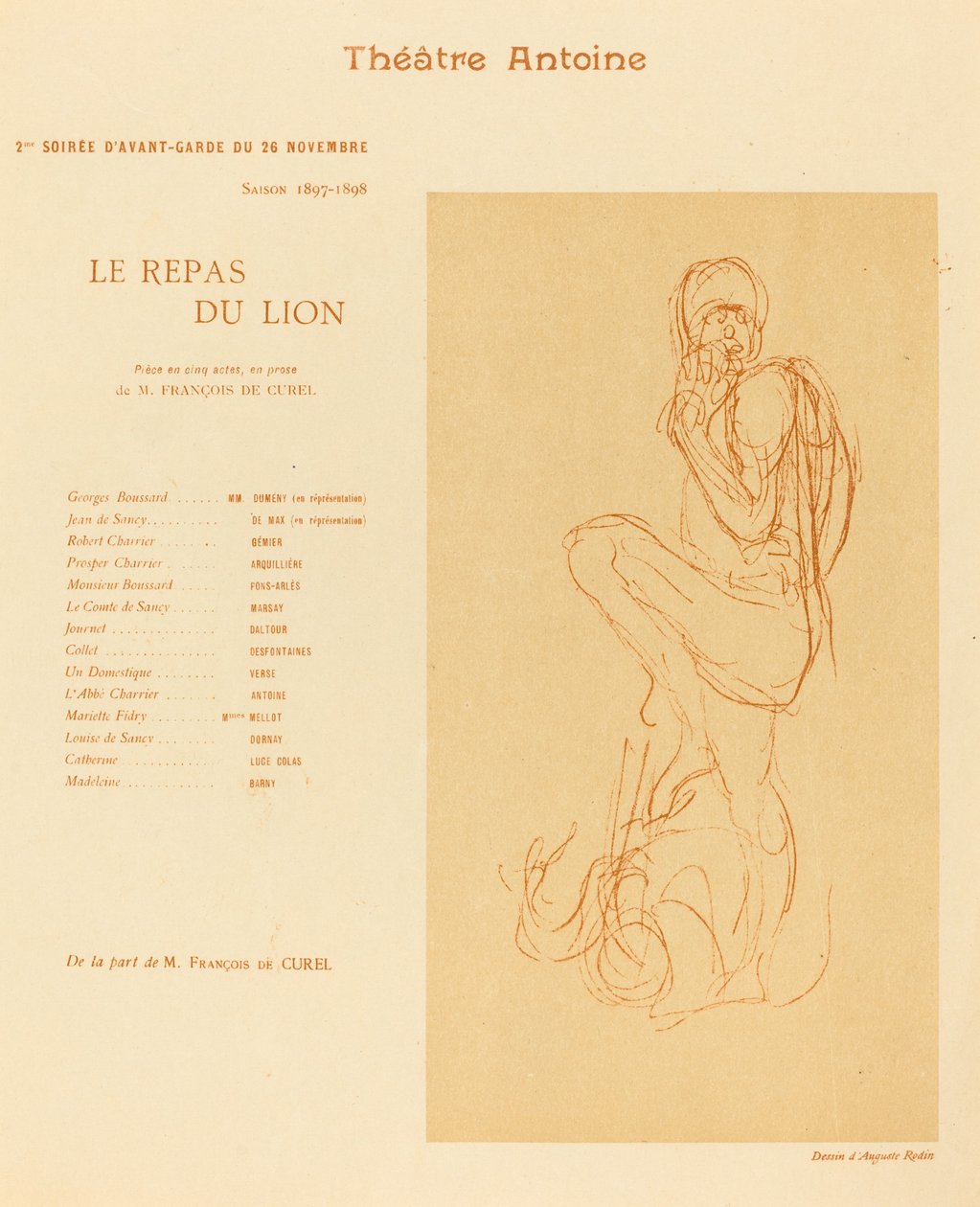 A refeição do leão de after Auguste Rodin