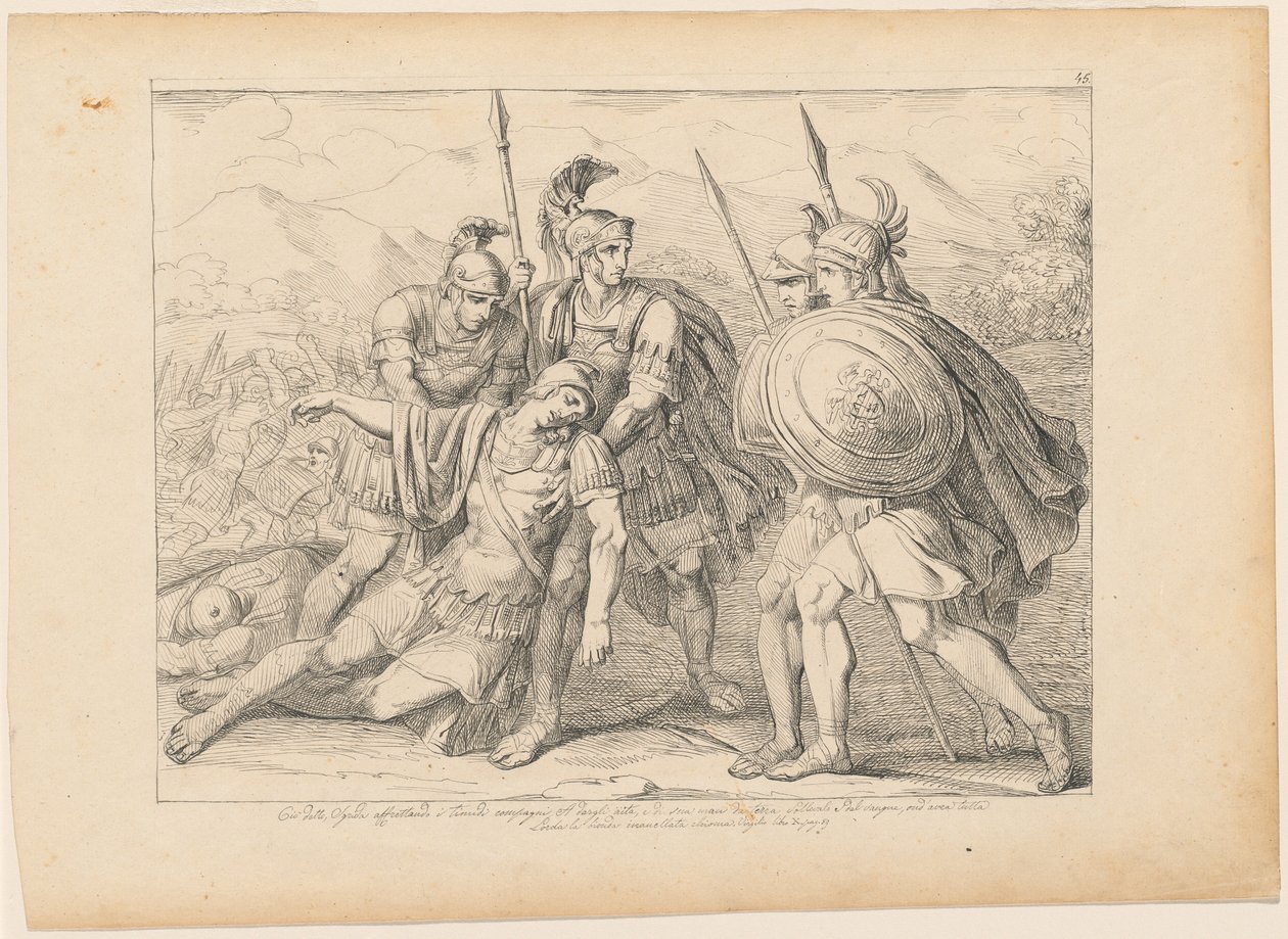 A Morte de Lausus de After Bartolomeo Pinelli
