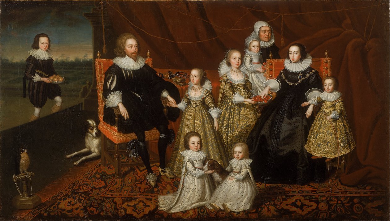 Retrato de Sir Thomas Lucy e sua família de After Cornelius Johnson