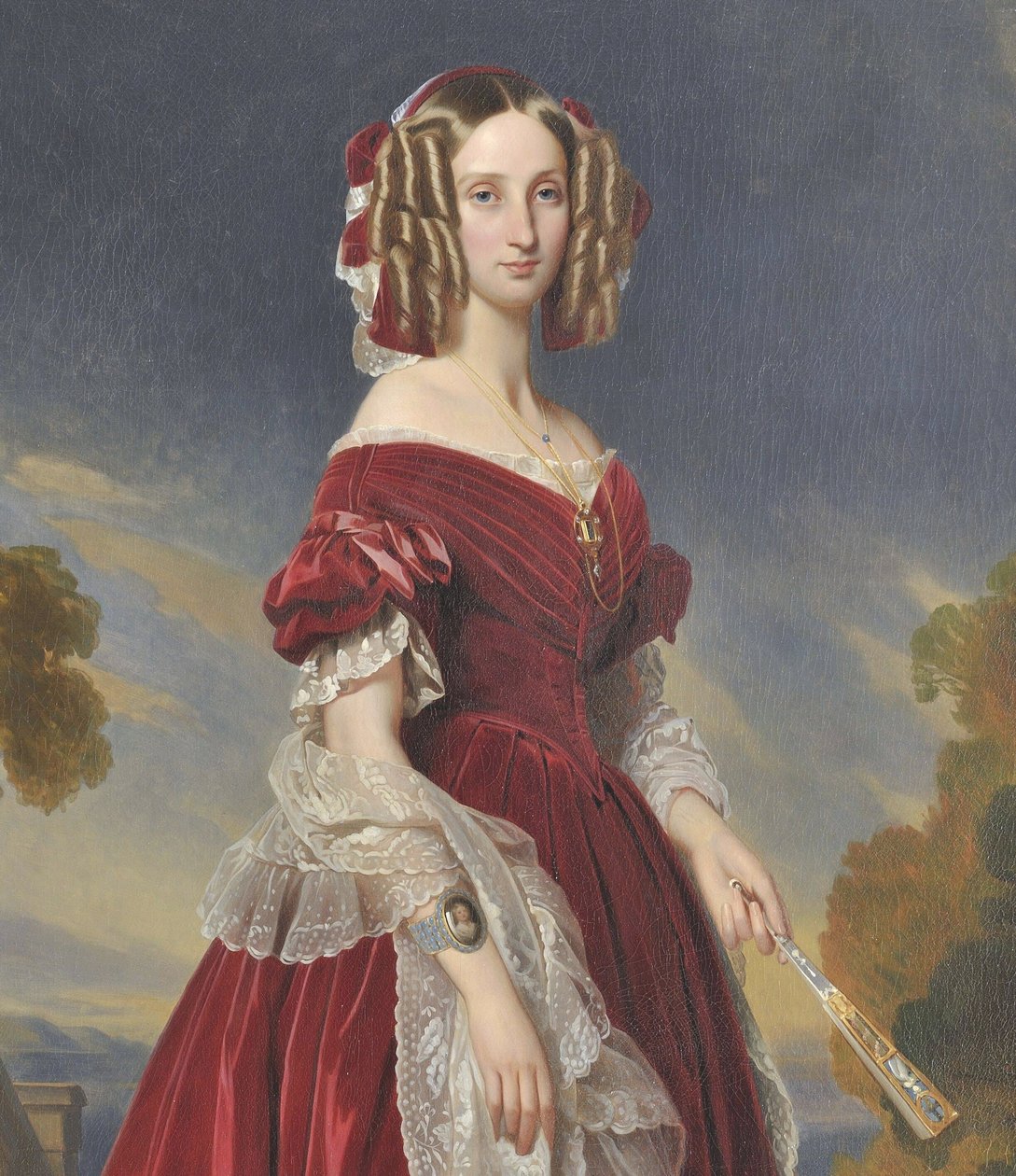 Francês: Portrait de la reine Louis-Marie en robe rouge Retrato da Rainha Luísa Maria num vestido vermelho de after Franz Xaver Winterhalter