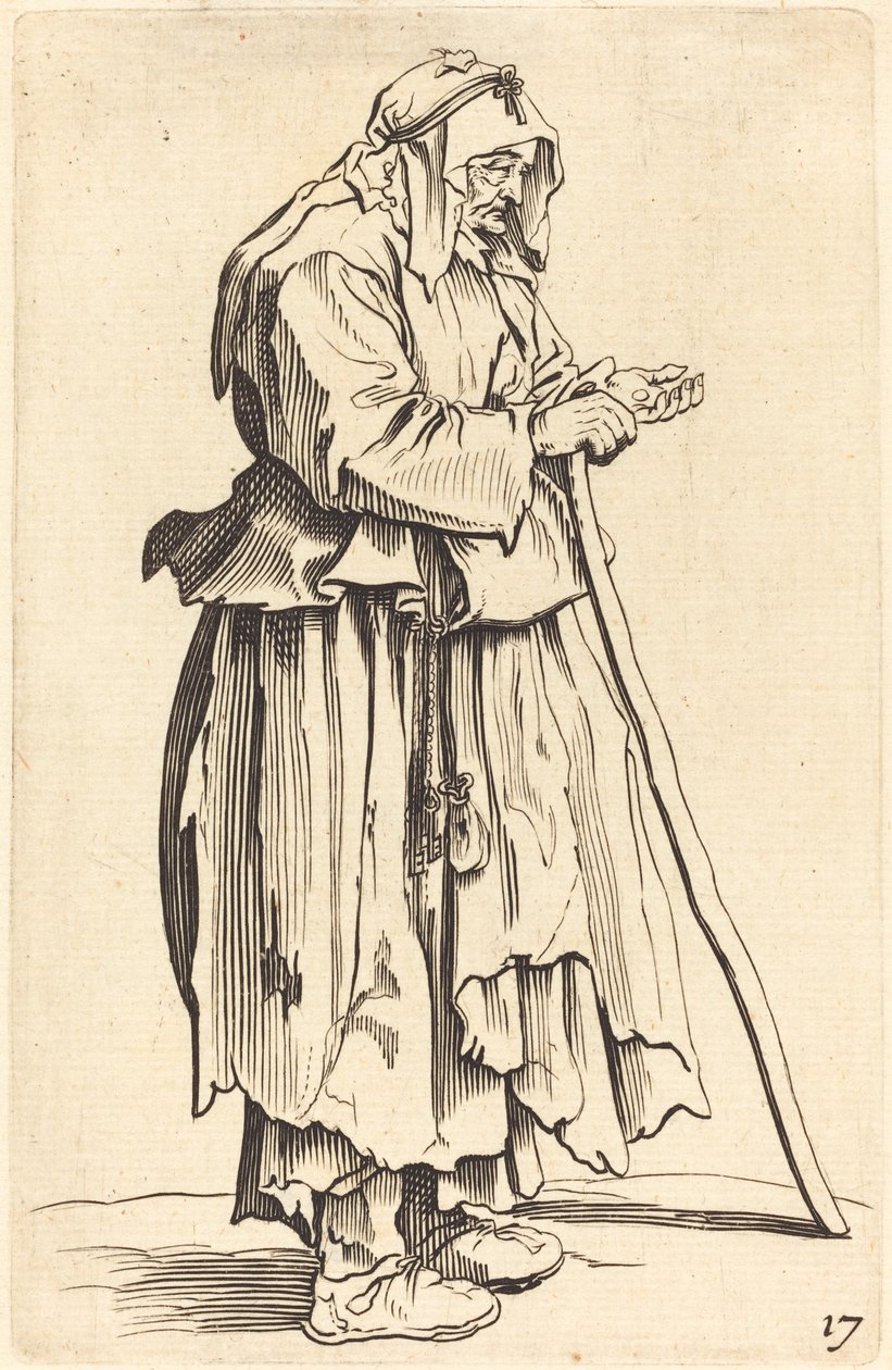 Mendiga recebendo caridade de After Jacques Callot