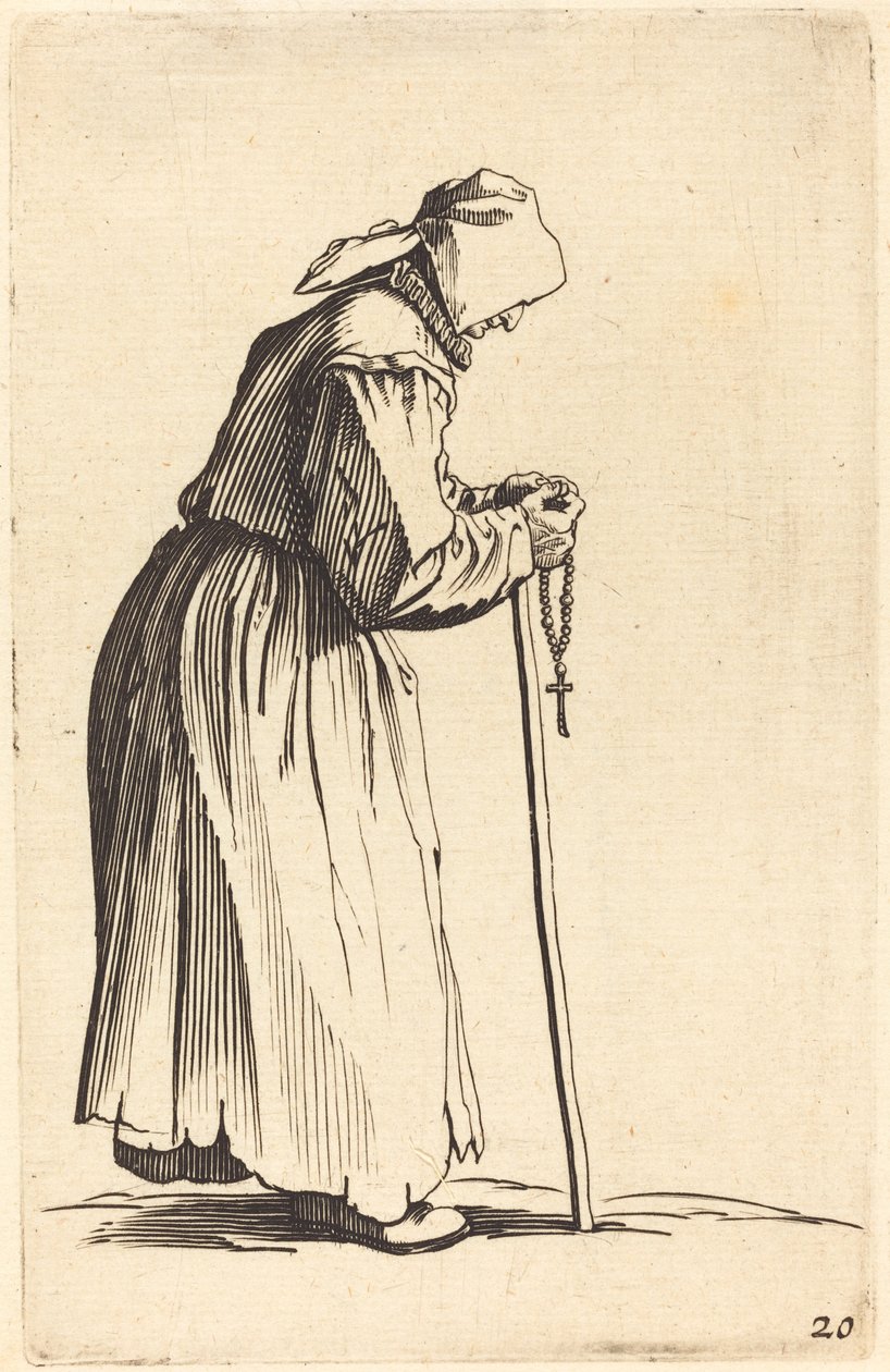 Mendiga com Rosário de After Jacques Callot