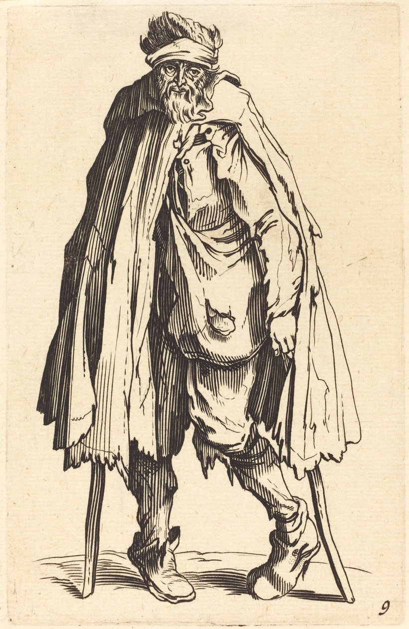 Beggar with Crutches and Sack de After Jacques Callot