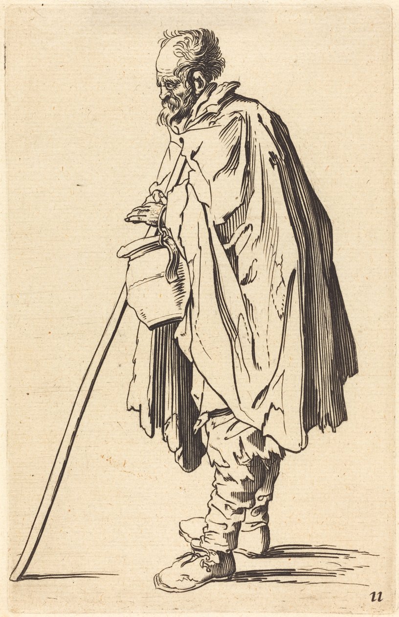 Mendigo com pote de After Jacques Callot
