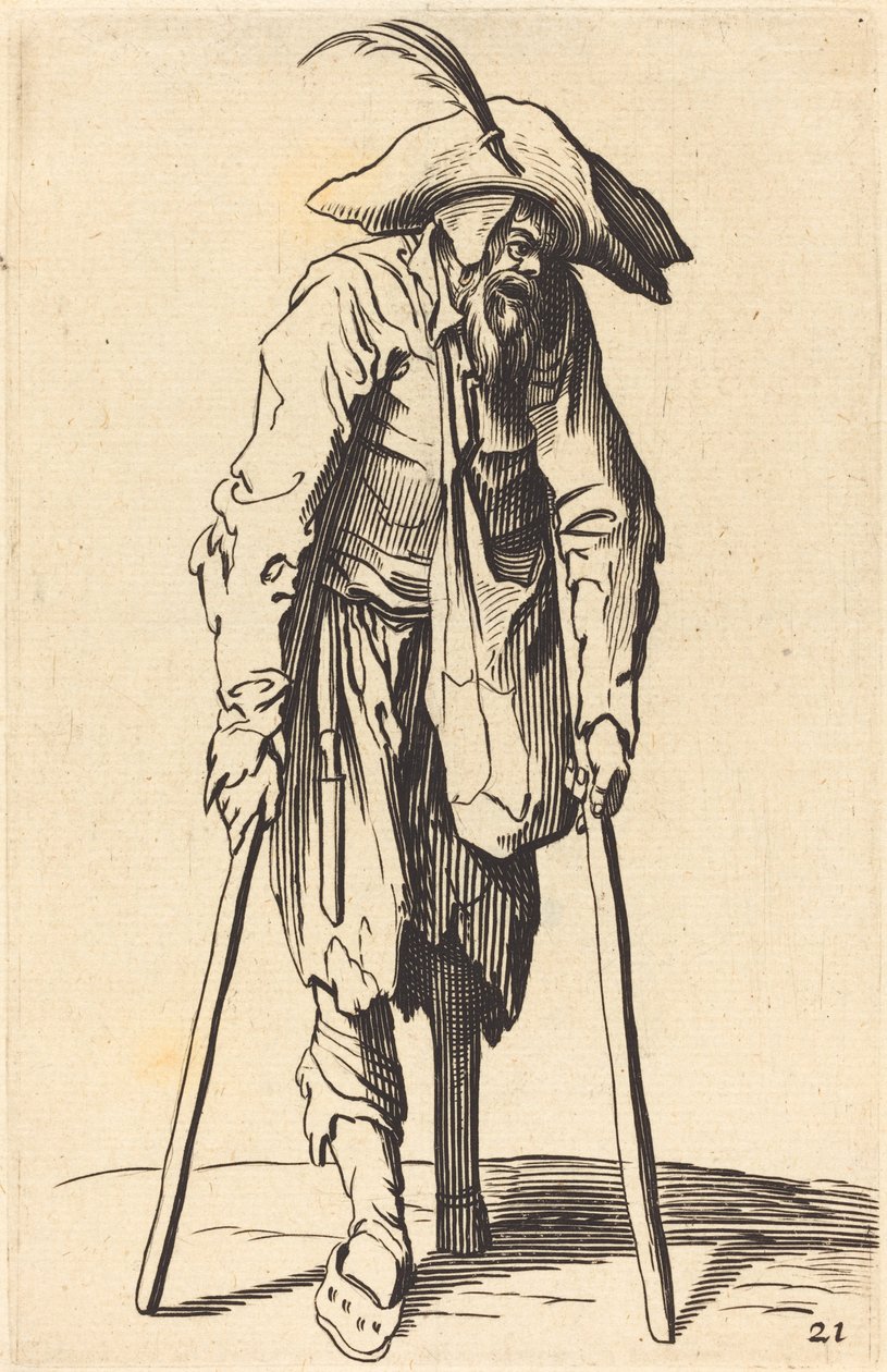 Mendigo com perna de madeira de After Jacques Callot