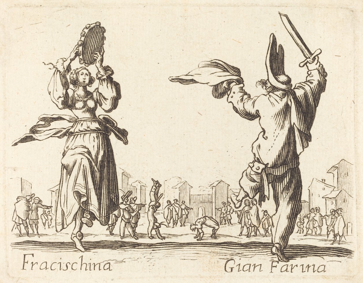 Fracischina e Gian Farina de After Jacques Callot