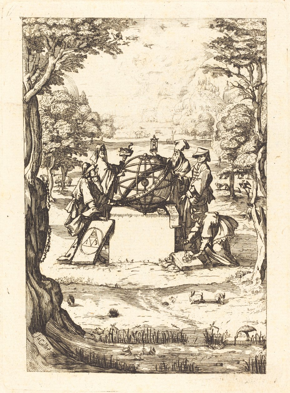 Frontispício para a Cosmologia Sagrada (Título com Astrólogos) de After Jacques Callot