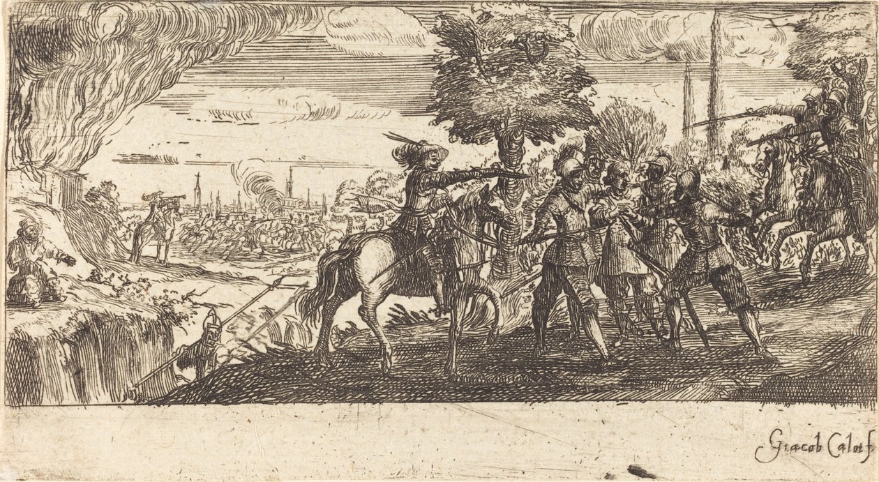 Paisagem com cena de batalha de After Jacques Callot