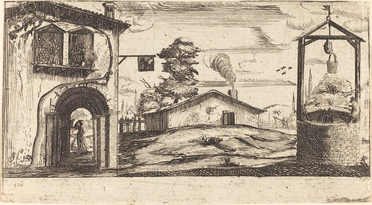 Paisagem com poço de After Jacques Callot