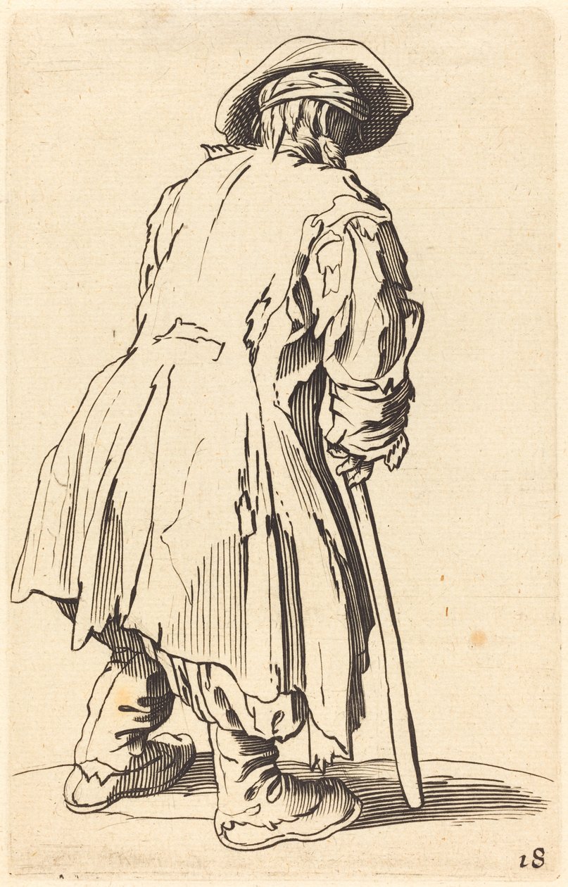 Old Beggar with One Crutch de After Jacques Callot