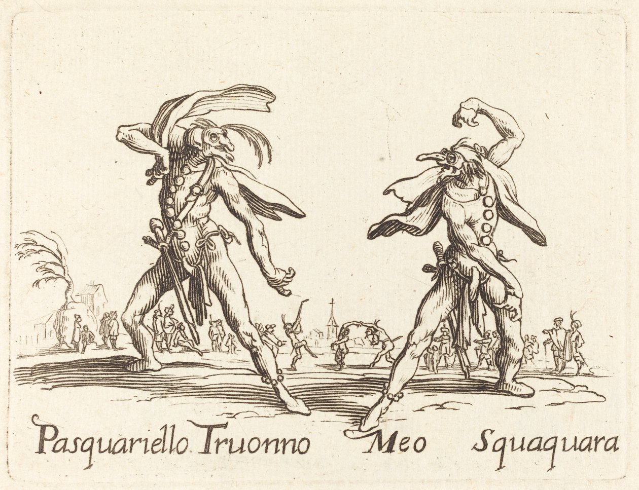 Pasquariello Truonno e Meo Squaquara de After Jacques Callot
