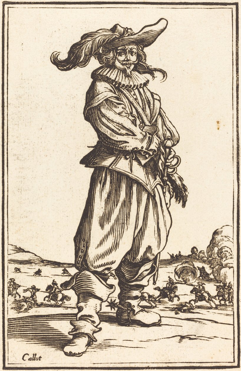 Soldado com boné emplumado de After Jacques Callot
