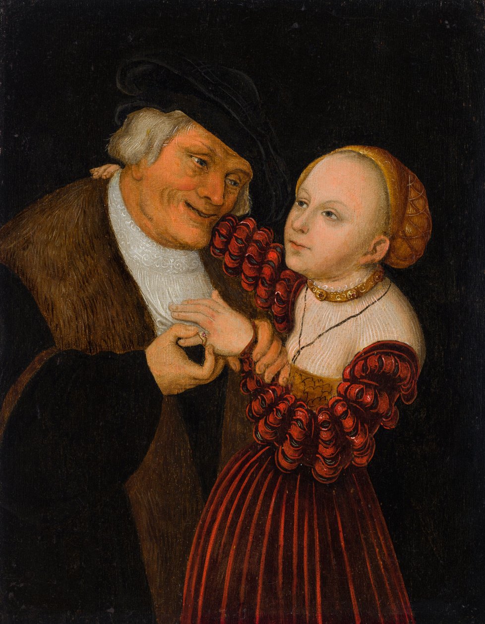 Alemão: Ungleiches Paar Um par mal combinado de after Lucas Cranach the Elder