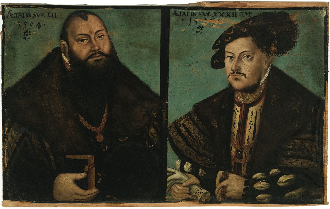Johann Friedrich I, o Magnânimo, Eleitor da Saxónia e Johann Ernst da Saxónia de after Lucas Cranach the Elder