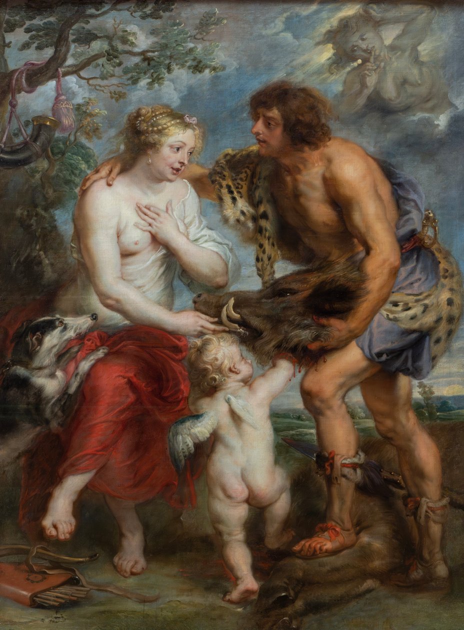 Alemão: Meleager und Atalante Meleager apresenta a cabeça do javali de Calydonian a Atalanta de after Peter Paul Rubens