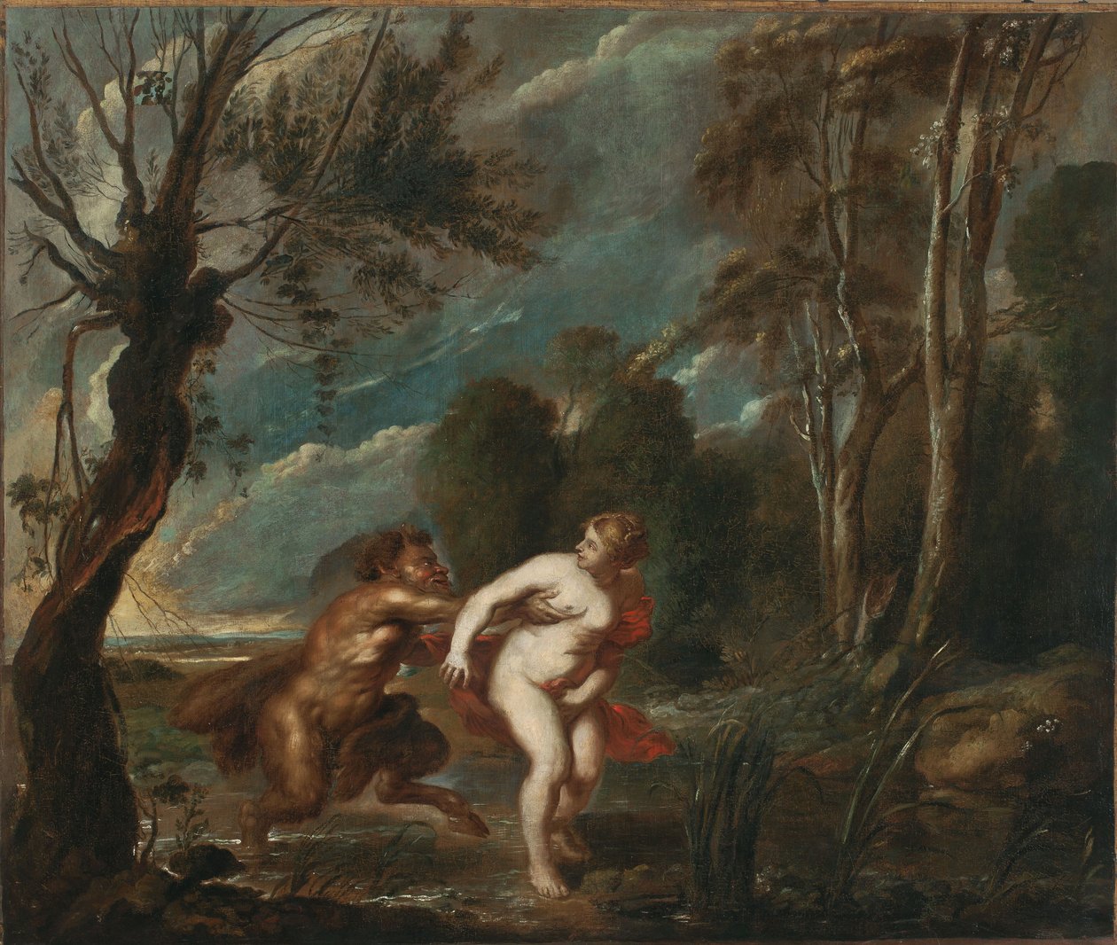 Paisagem com uma ninfa e um sátiro de after Peter Paul Rubens
