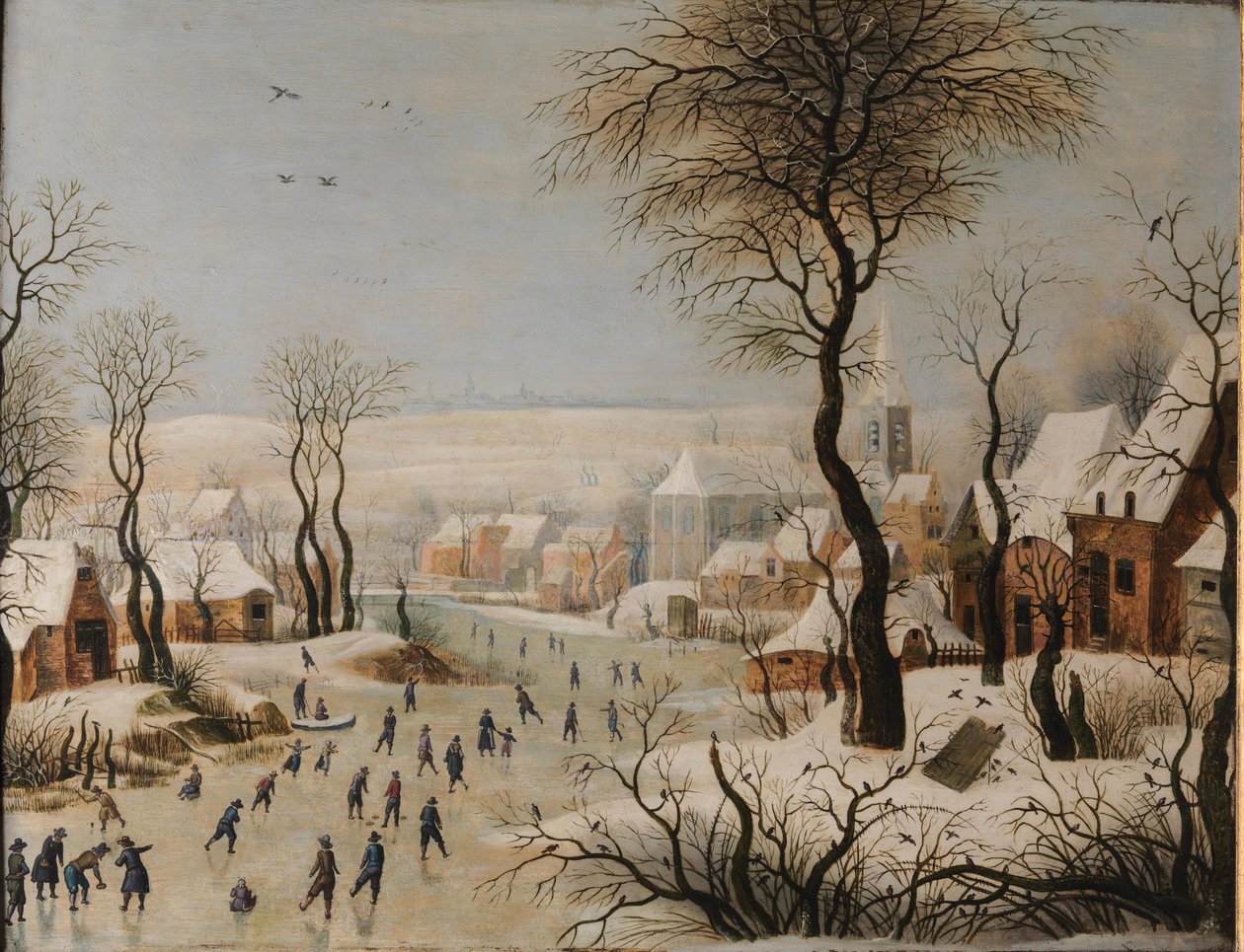 Paisagem de inverno com armadilha para pássaros de After Pieter Brueghel the Elder