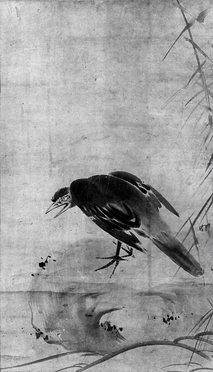 Corvo numa rocha, provavelmente do século XIX. de after Sesson Shūkei