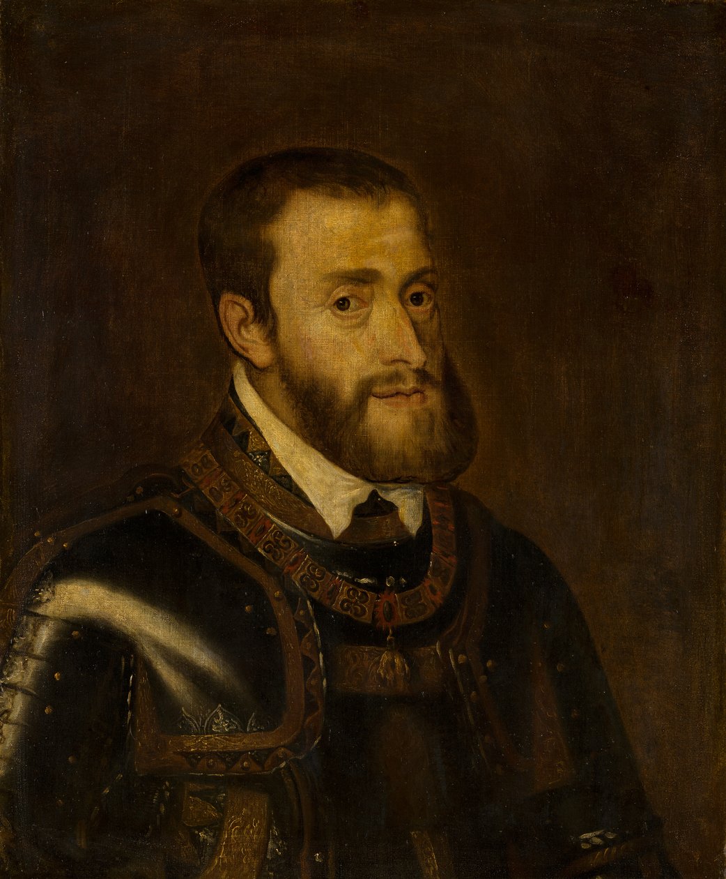 Retrato do imperador Carlos V (1500-1558) de after Titian
