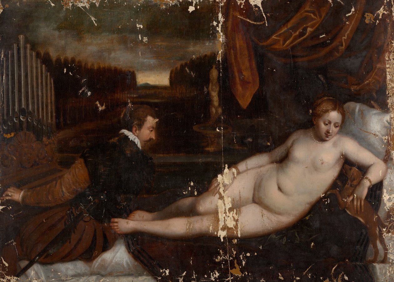 Vénus com um organista e um cão de after Titian