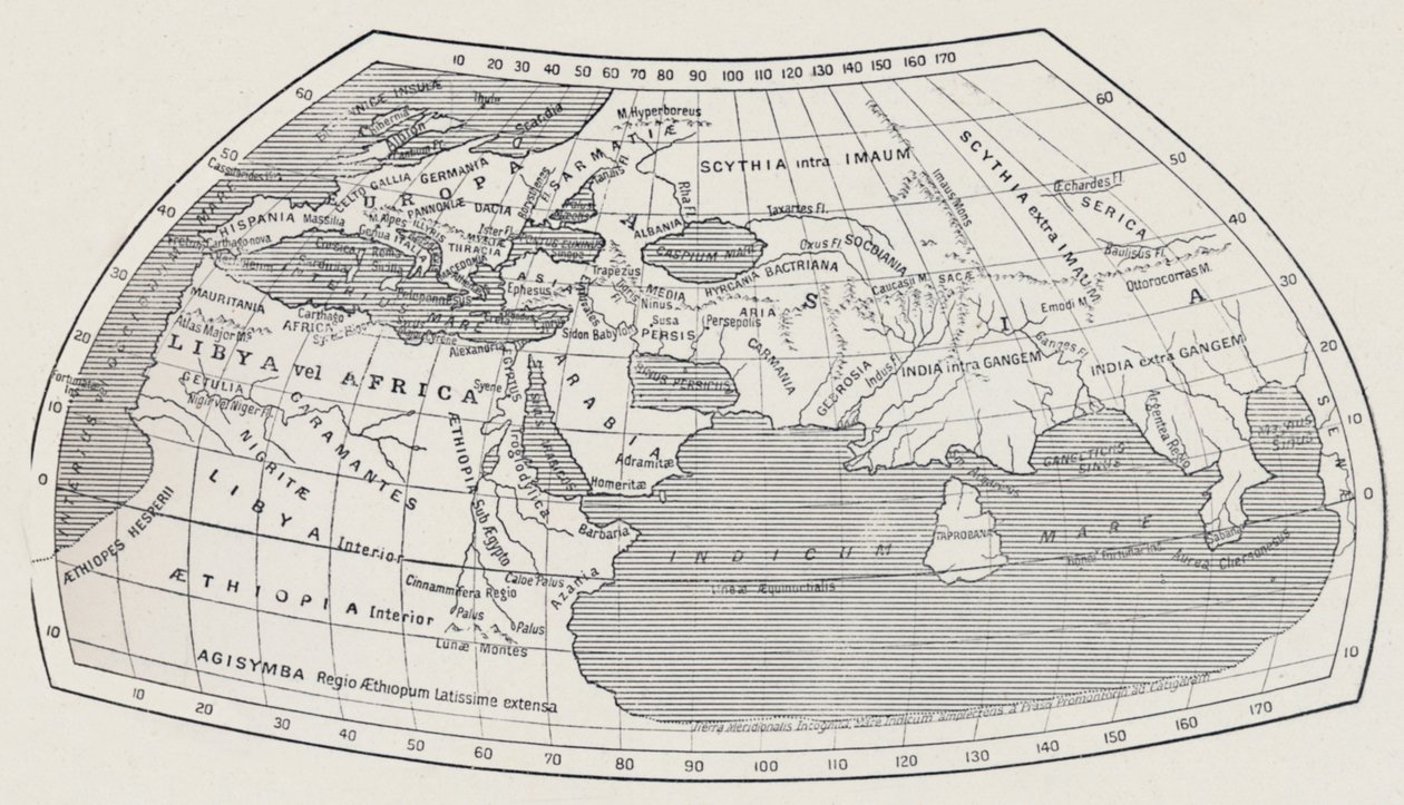 Mapa do mundo, de acordo com Ptolomeu, 1923. de Agathodaemon of Alexandria
