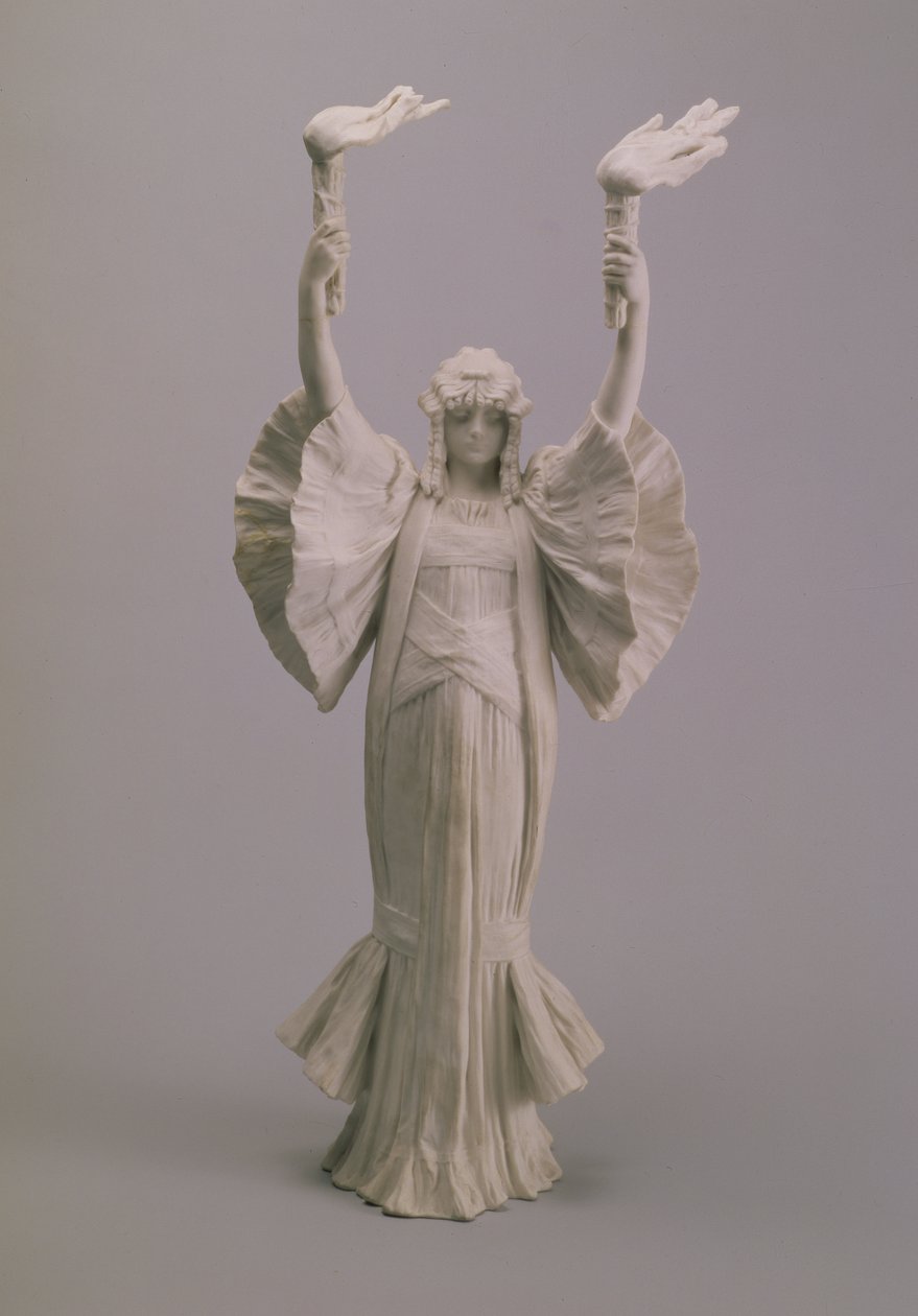 Dançarino com tochas de um centro de mesa, Sevres, 1900 (biscoito) de Agathon Leonard