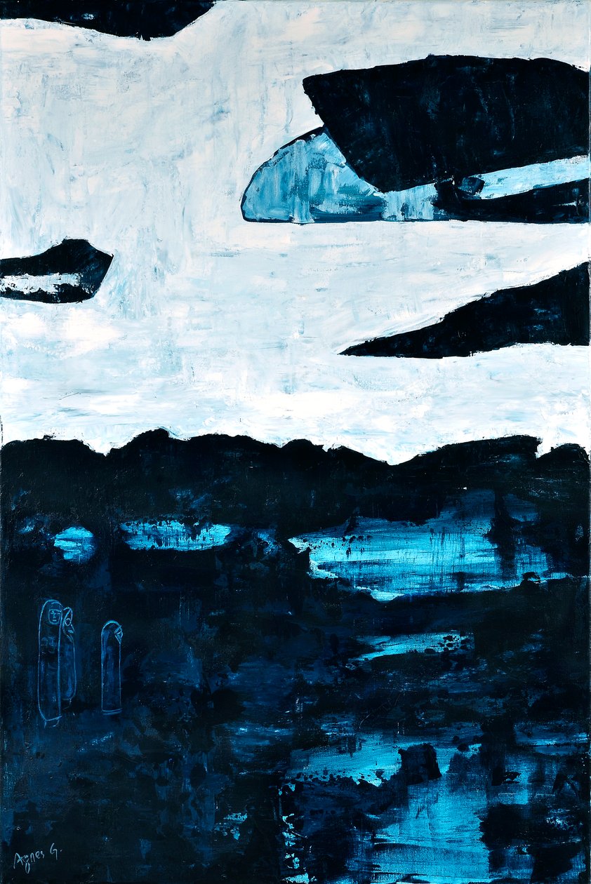 Noutro lugar, 2018 (acrílico, tinta sobre tela) de Agnes Girardon