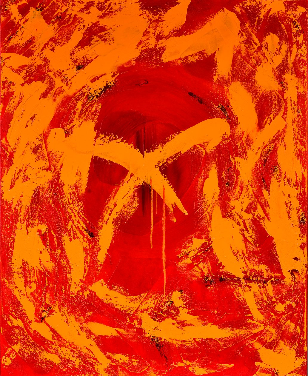 Vermelho 1, 2014 (técnica mista com óleo sobre tela) de Agnes Girardon