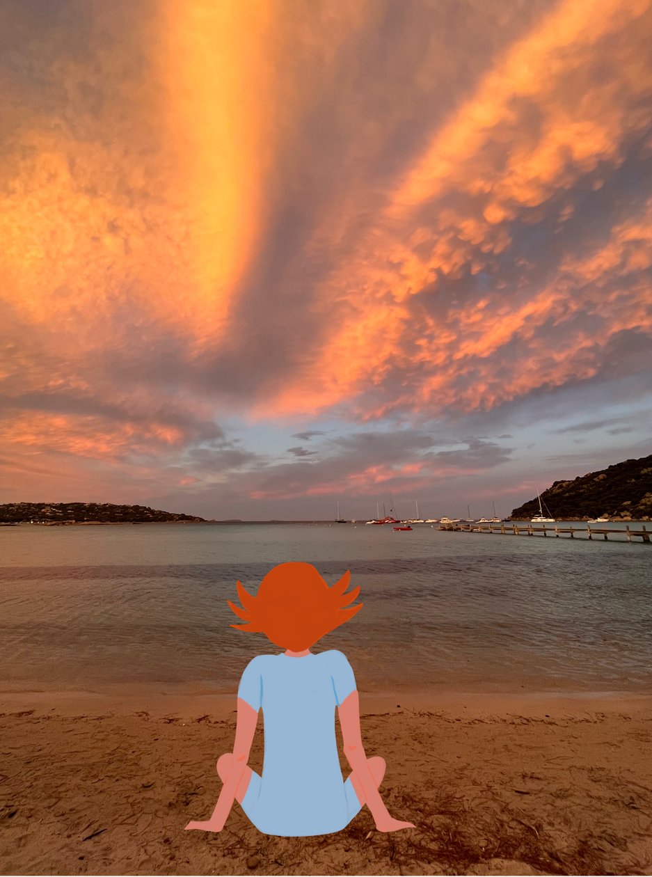 Pôr do sol, 2023 (arte digital sobre fotografia) de Agnes Girardon